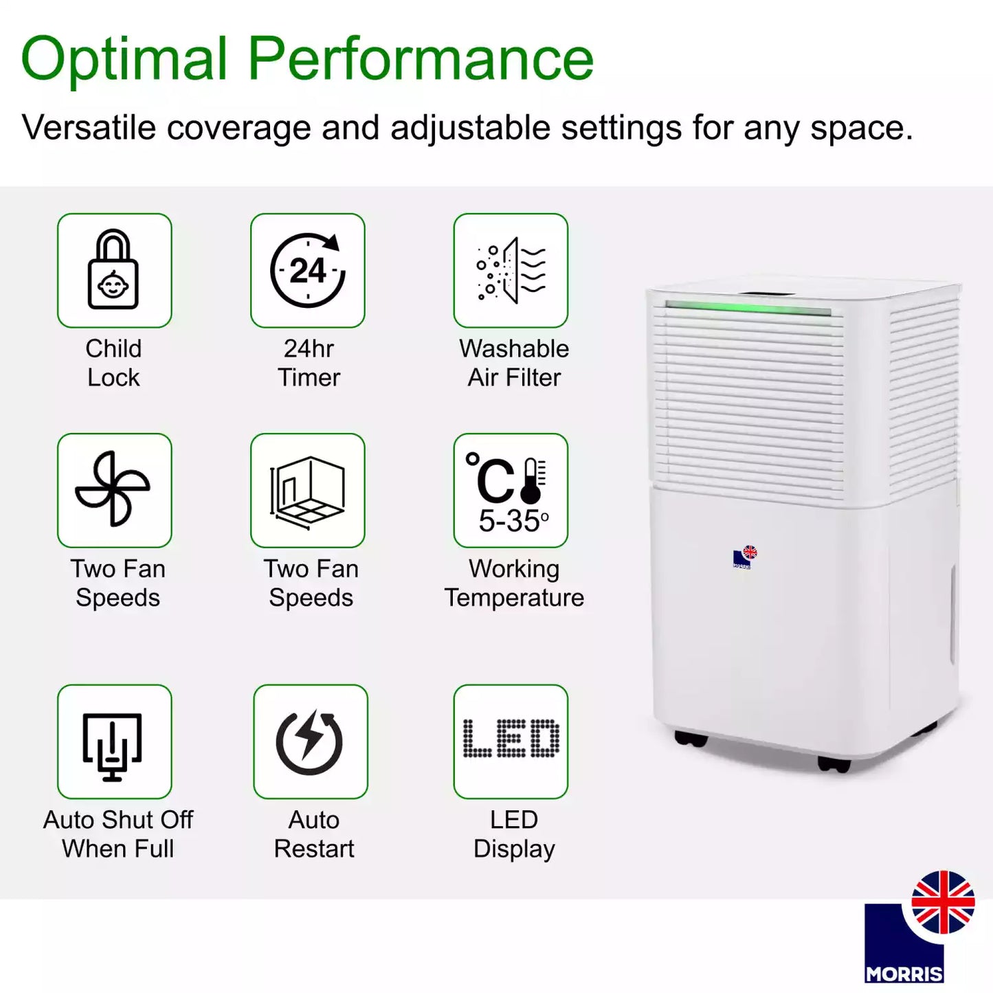 Morris 12L Quiet Dehumidifier