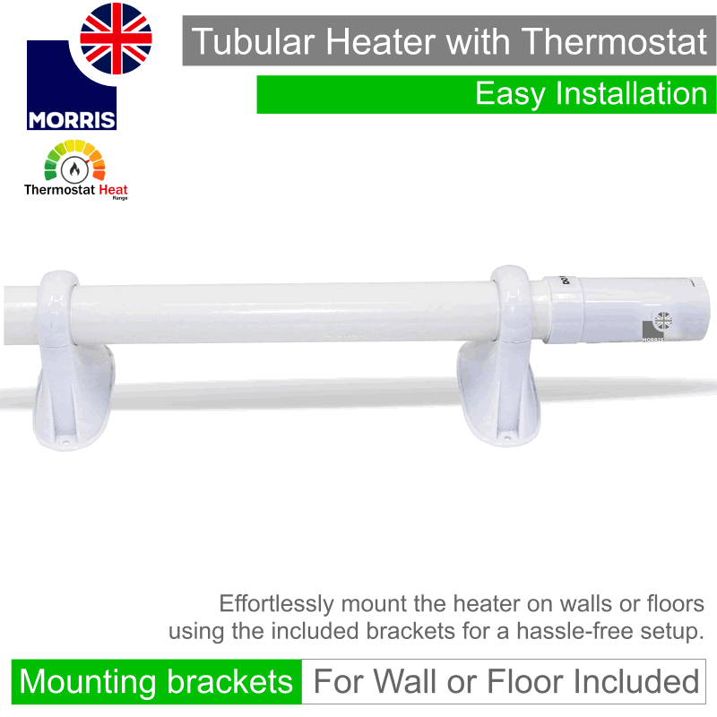 Morris 1ft Tubular Heater With Thermostat - Slimline 55 Watts