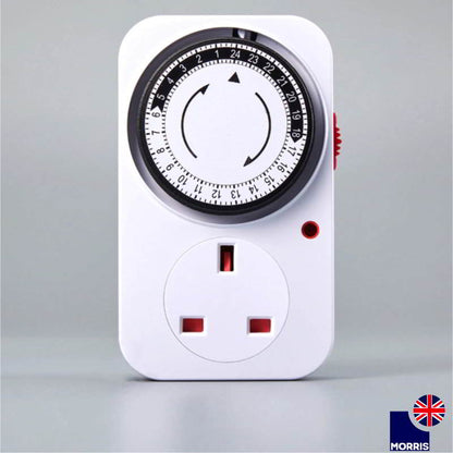 Morris 24-Hours Mechanical Segment Timer Plug Switch (UK Socket)