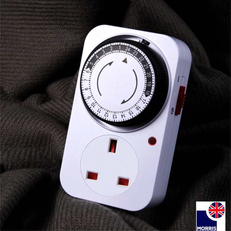 Morris 24-Hours Mechanical Segment Timer Plug Switch (UK Socket)