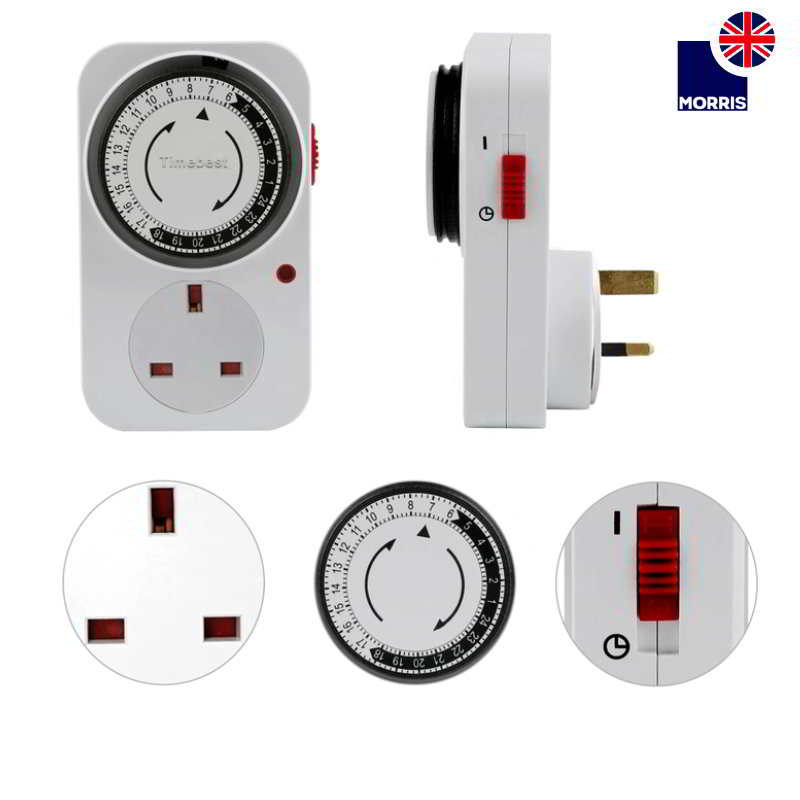 Morris 24-Hours Mechanical Segment Timer Plug Switch (UK Socket)