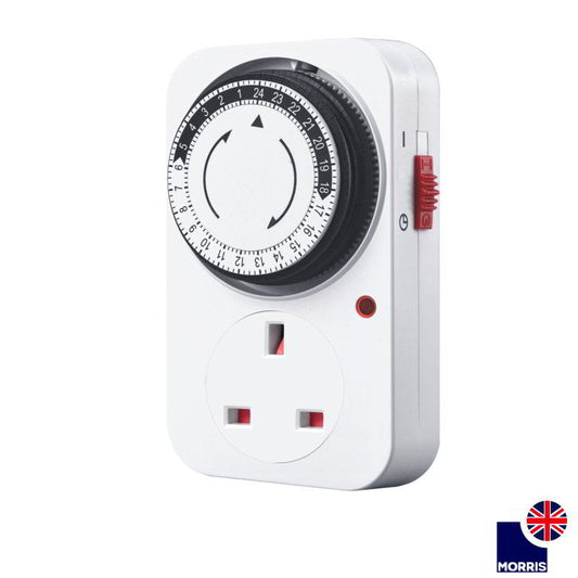 Morris 24-Hours Mechanical Segment Timer Plug Switch (UK Socket)