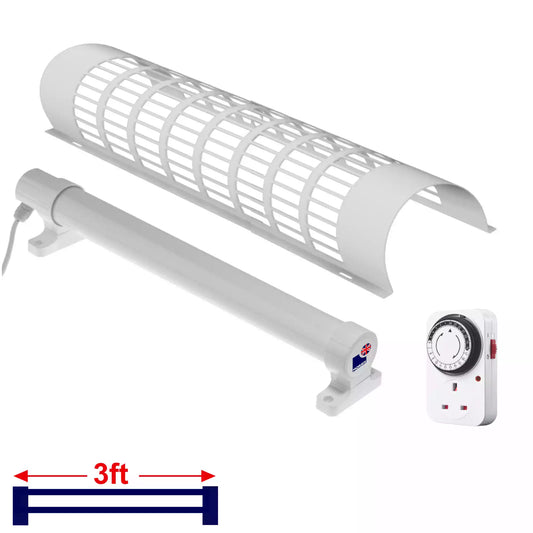 Morris 3ft tubular electric heater set with guard and timer