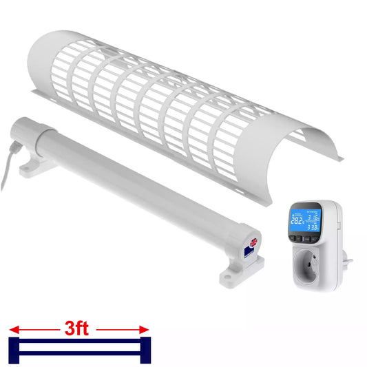 Morris 3ft tubular heater with thermostat and timer set