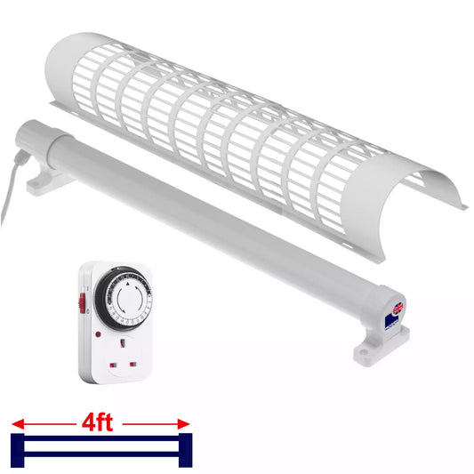 Morris 4ft electric tube heater set with guard and timer