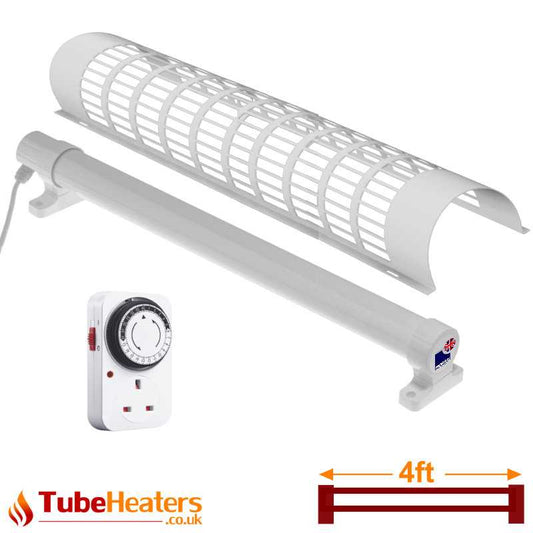 Morris 4ft electric tube heater set with guard and timer