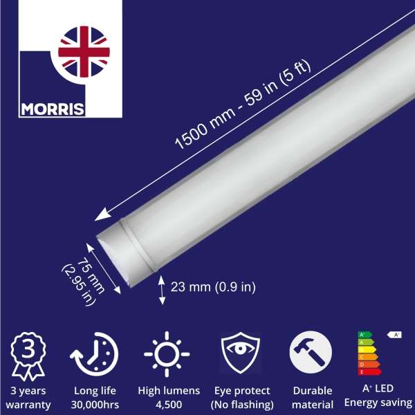 Morris Slimline 5ft Twin LED Batten light