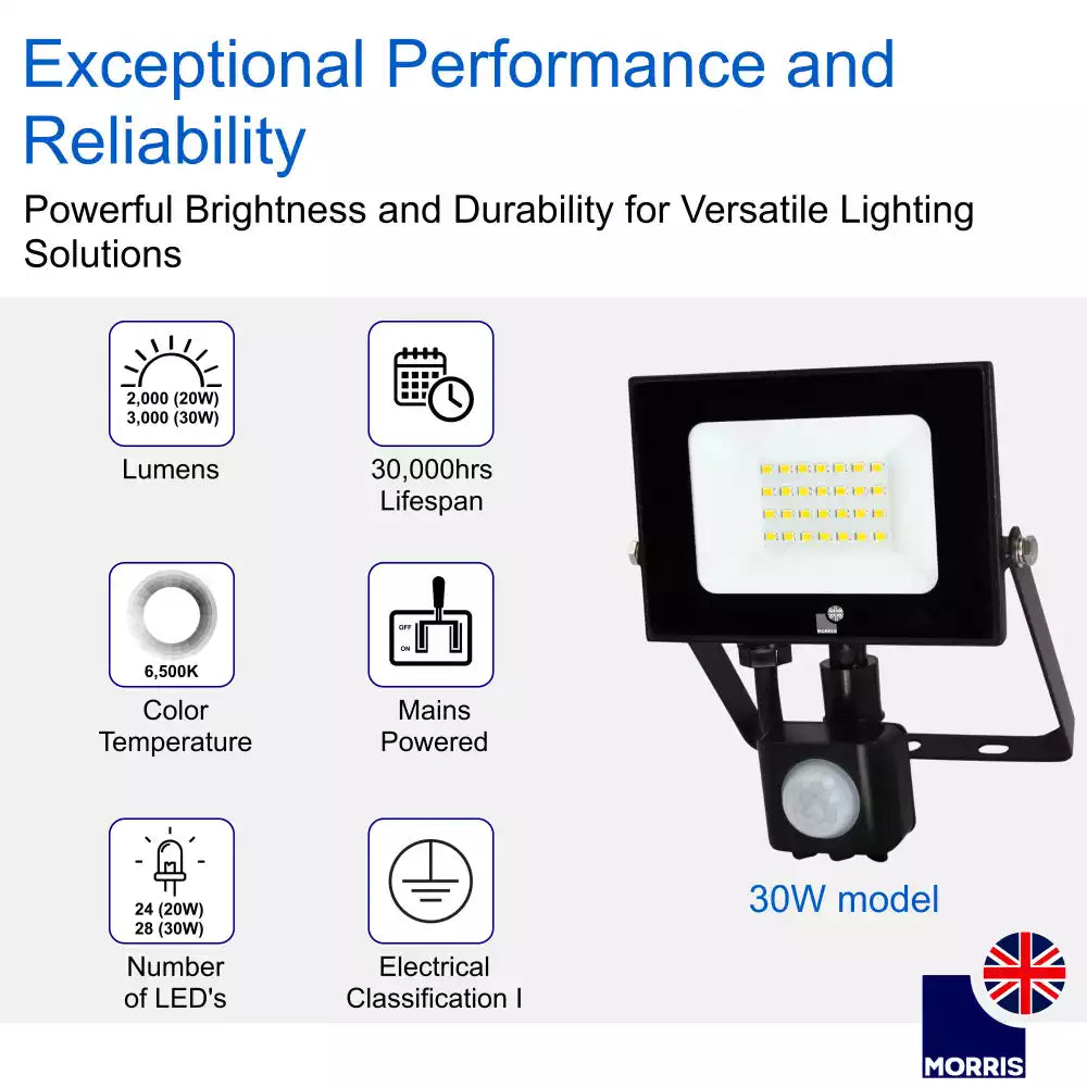 Morris Floodlights with PIR Sensor (Motion Sensor Lights) 20W