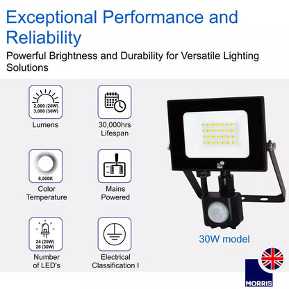 Morris Floodlights with PIR Sensor (Motion Sensor Lights) 20W