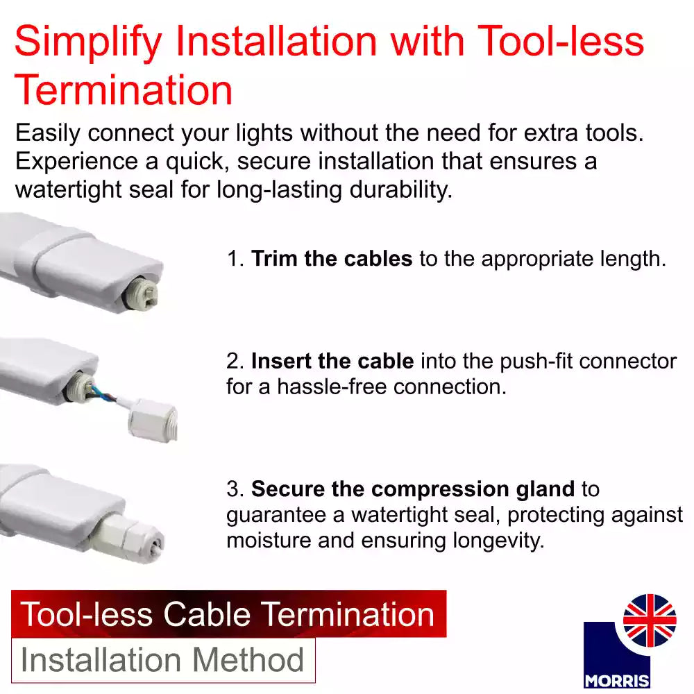 Morris Batten Lights LED for Outdoor IP65 Weatherproof 4ft 18W (Heavy Duty)