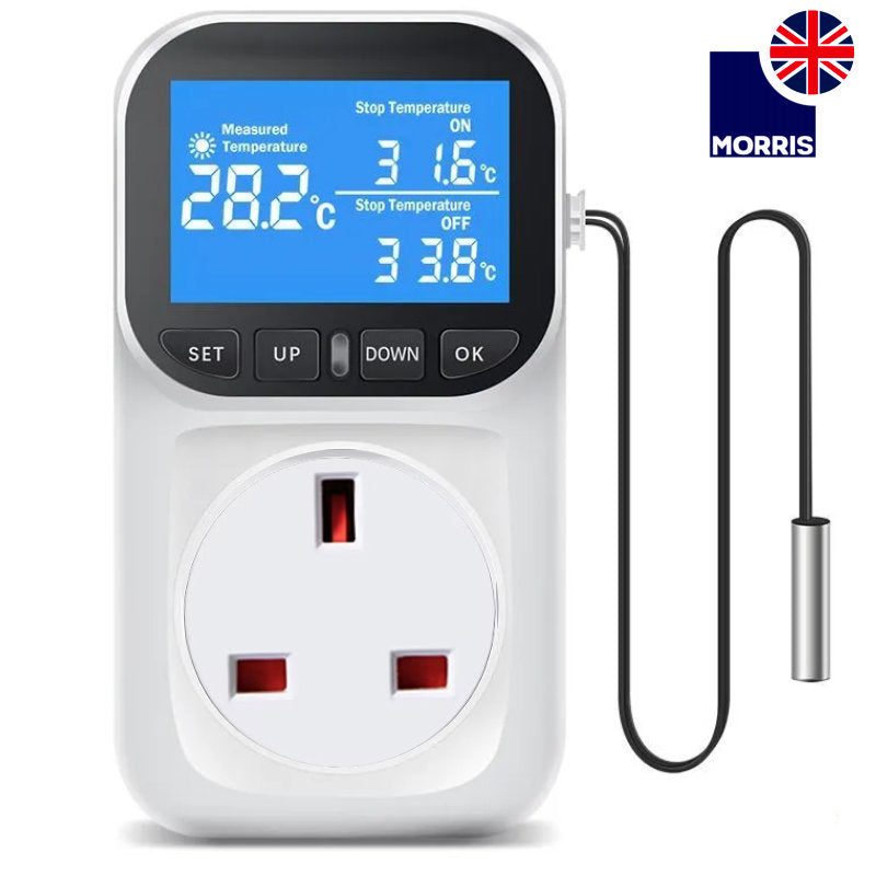 Morris Digital Thermostat for Tube Heater with Timer and Probe (UK Socket)