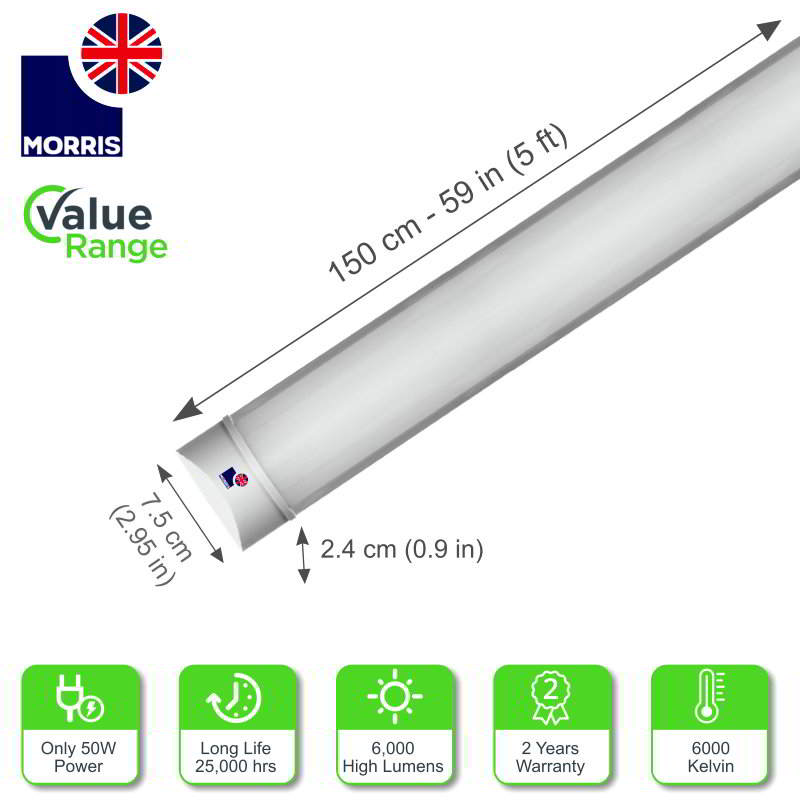 Morris Slimline Lightweight 5ft LED Tube Light