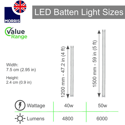 Morris Slimline Lightweight 5ft LED Tube Light