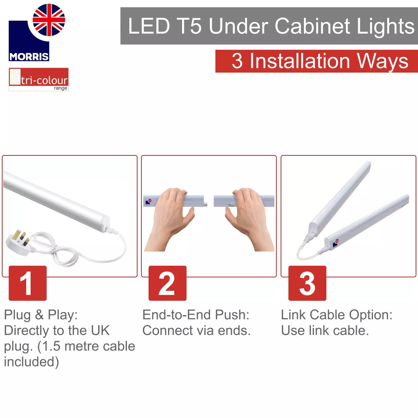 Morris T5 LED cabinet lights 850mm easy installation