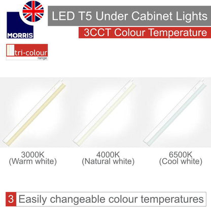 Morris LED T5 Under Cabinet Lights Tri-Colour (3CCT) Connectable 850mm