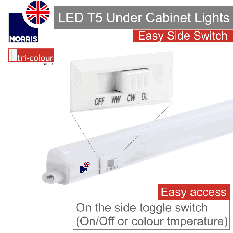 Morris LED T5 Under Cabinet Lights Tri-Colour (3CCT) Connectable 850mm