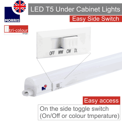 Morris LED T5 Under Cabinet Lights Tri-Colour (3CCT) Connectable 850mm