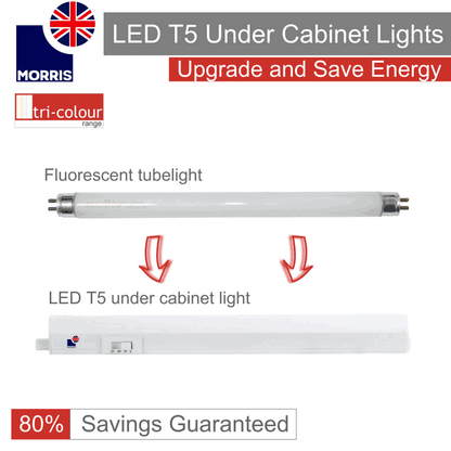 Morris LED T5 Under Cabinet Lights Tri-Colour (3CCT) Connectable 850mm