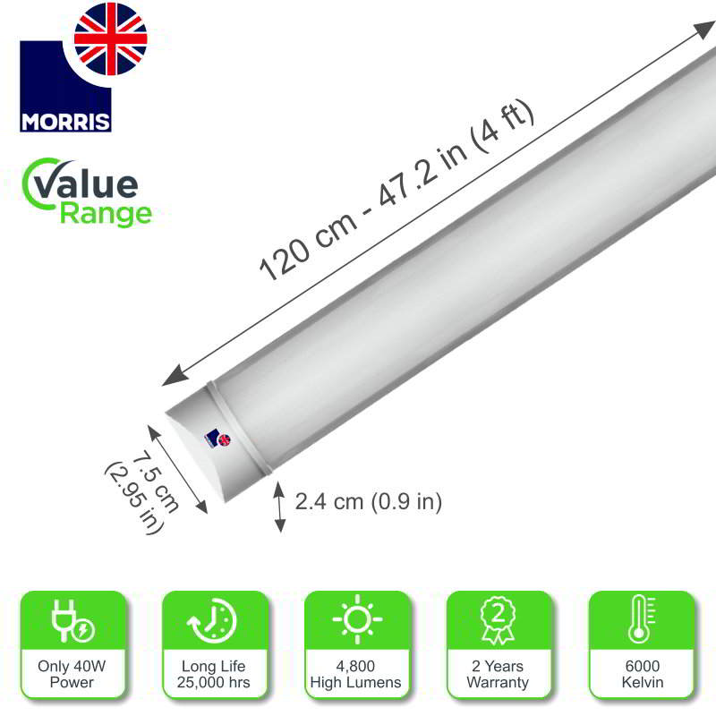 Morris Slimline Lightweight 4ft LED Tube Light