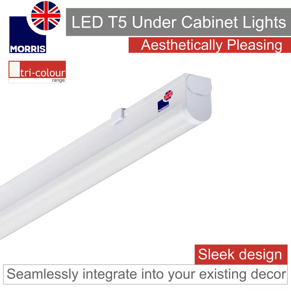 Morris LED T5 Under Cabinet Lights Tri-Colour (3CCT) Connectable 550mm (Twin Pack)