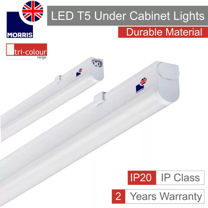 Morris LED T5 Under Cabinet Lights Tri-Colour (3CCT) Connectable 550mm (Twin Pack)