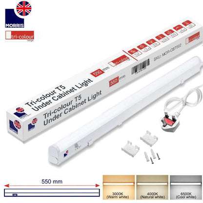 Morris LED T5 Under Cabinet Lights Tri-Colour (3CCT) Connectable 550mm