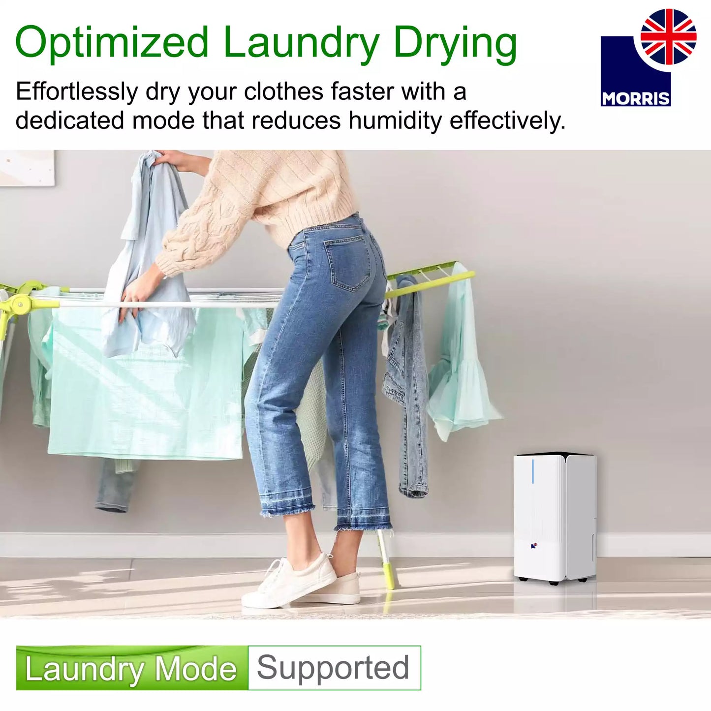 Morris 12L quietest dehumidifier with laundry mode