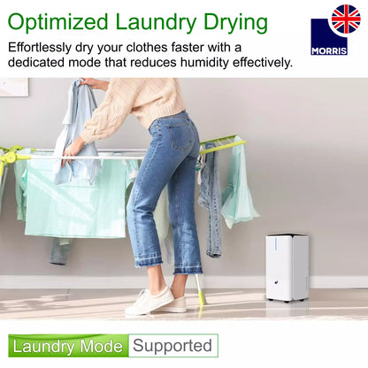 Morris 12L quietest dehumidifier with laundry mode