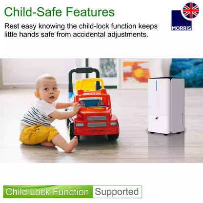 Morris 12L silent dehumidifier with child lock function