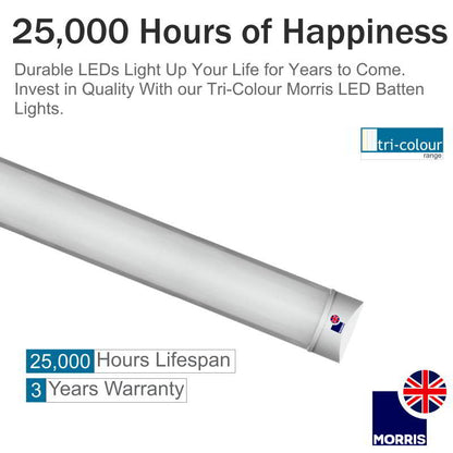 Morris 4ft Tri-Colour LED Light Battens (3CCT Lighting)