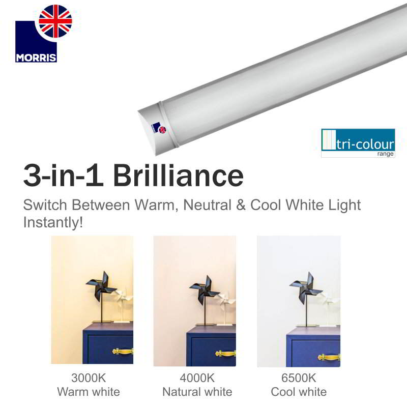 Morris 4ft Tri-Colour LED Light Battens (3CCT Lighting)