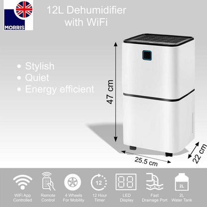 Morris 12L Smart Dehumidifier with WiFi Control