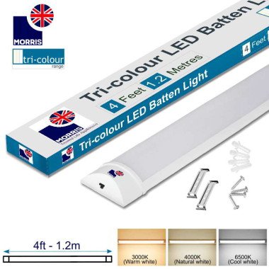 Morris 4ft Tri-Colour LED Light Battens (3CCT Lighting)