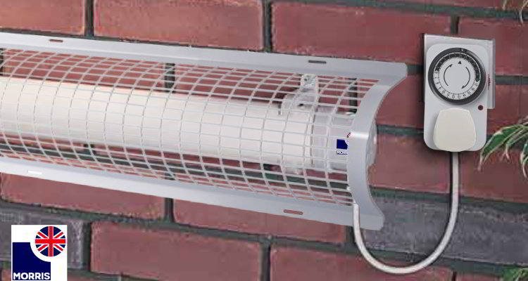 Morris 2ft tube heater uk set with guard and timer